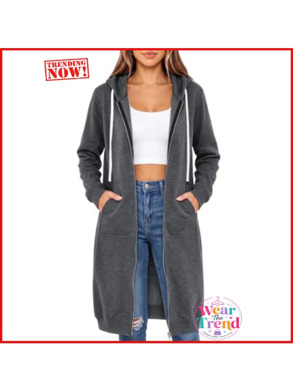 Women's Zip Up Fleece Hoodie Oversized Tunic Sweatshirt with Pockets Long Sleeve
